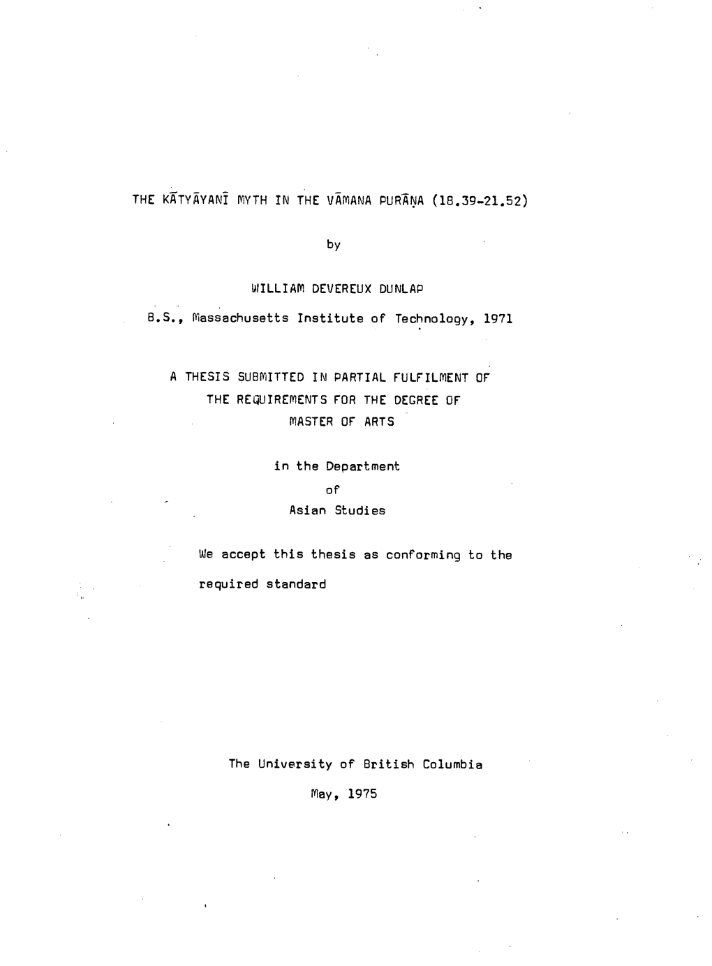 The Katyayani Myth in the Vamana Purana (18.39-21.52)