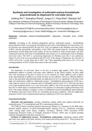 Synthesis and Investigation of Sulfonated Acetone-Formaldehyde