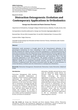 Distraction Osteogenesis: Evolution and Contemporary Applications in Orthodontics