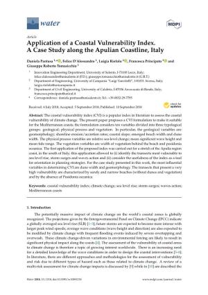 Application of a Coastal Vulnerability Index. a Case Study Along the Apulian Coastline, Italy
