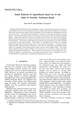 Zonal Patterns of Agricultural Land Use in the State of Paraiba, Northeast Brazil