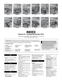 To View a PDF Version of the Model Railroader Magazine Index for 2014