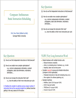 Computer Architecture: Static Instruction Scheduling