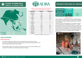 COVID-19 ADRA Asia Situationcovid-19 Overview ADRA at Aasia Glance Sitrep #11 | As of June 19, 2020