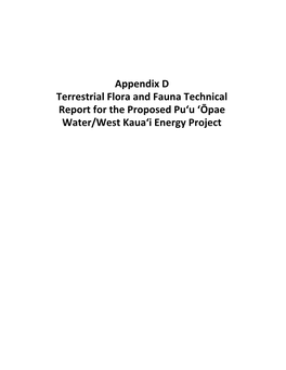 Appendix D Terrestrial Flora and Fauna Technical Report for The