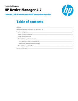 HP Device Manager 4.7 Command Task (Windows Embedded) Troubleshooting Guide