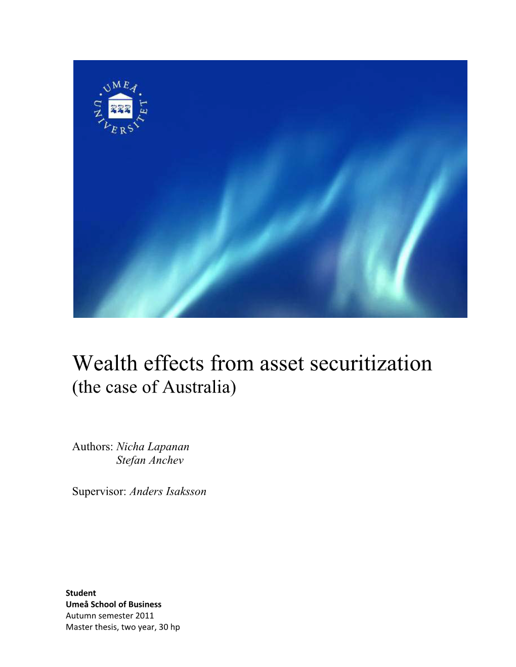 Asset Securitization (The Case of Australia)