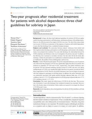 Two-Year Prognosis After Residential Treatment for Patients with Alcohol Dependence: Three Chief Guidelines for Sobriety in Japan