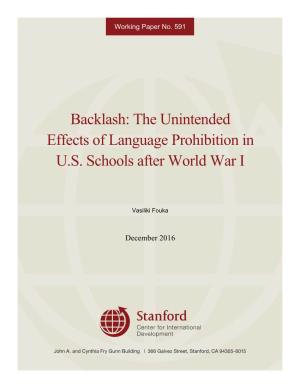 The Unintended Effects of Language Prohibition in US Schools After