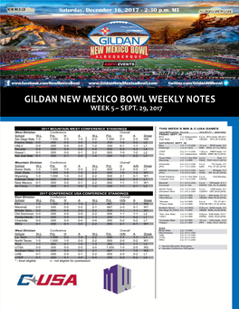 Gildan New Mexico Bowl Weekly Notes Week 5 ~ Sept