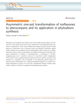 Asymmetric One-Pot Transformation of Isoflavones to Pterocarpans and Its
