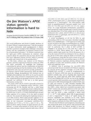 On Jim Watson's APOE Status: Genetic Information Is Hard to Hide