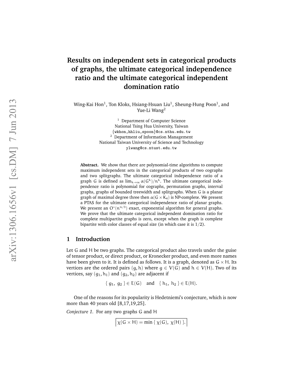 Results on Independent Sets in Categorical Products of Graphs, The