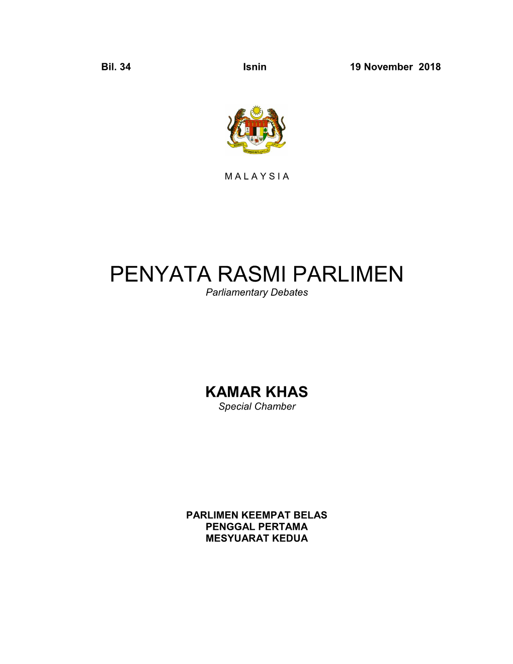 PENYATA RASMI PARLIMEN Parliamentary Debates