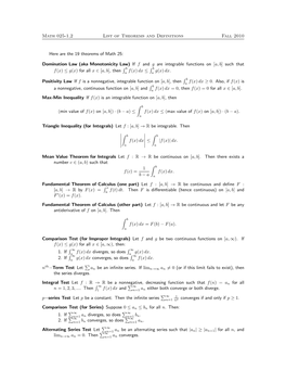 Math 025-1,2 List of Theorems and Definitions Fall 2010