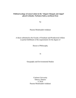 Political Ecology of Conservation in the 'Alagol, Ulmagol, and Ajigol'
