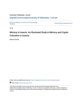 Mimicry in Insects: an Illustrated Study in Mimicry and Cryptic Coloration in Insects