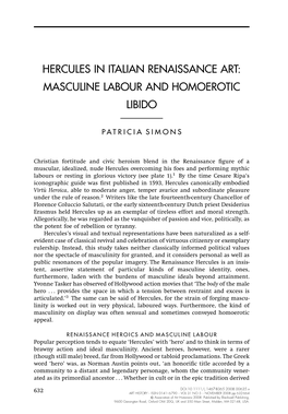 Hercules in Italian Renaissance Art: Masculine Labour and Homoerotic Libido