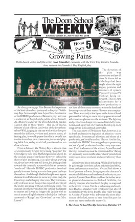 The Doon School WEEKLY Saturday, October 27, 2007 Issue No