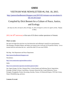 February 18 2015, Vietnam War Newsletter #6