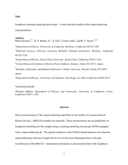 1 Title Josephson Scanning Tunneling Microscopy