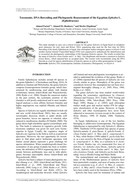 Taxonomic, DNA Barcoding and Phylogenetic Reassessment of the Egyptian Ephedra L