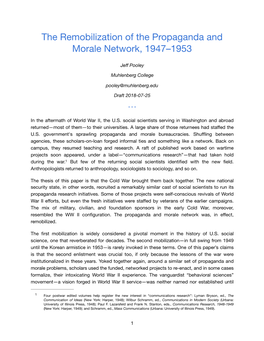 The Remobilization of the Propaganda and Morale Network, 1947–1953