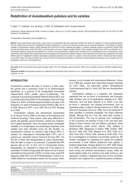 Redefinition of Aureobasidium Pullulans and Its Varieties