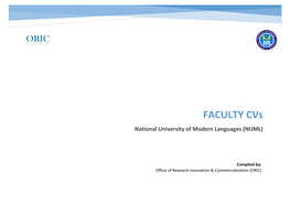 FACULTY Cvs National University of Modern Languages (NUML)