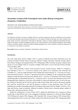 Zootaxa, Taxonomic Revision of the Neotropical Water