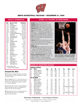 Men's Basketball Release • December 21, 2006 Game #13