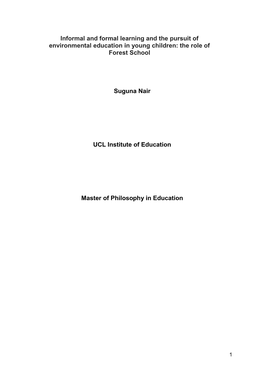 Informal and Formal Learning and the Pursuit of Environmental Education in Young Children: the Role of Forest School