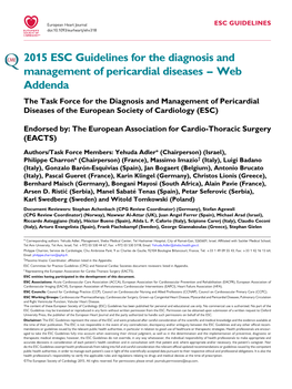 2015 ESC Guidelines for the Diagnosis and Management Of