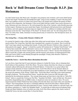 Rock 'N' Roll Dreams Come Through: R.I.P. Jim Steinman