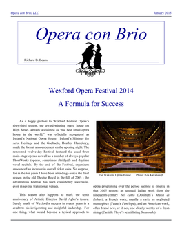 Wexford Opera Festival 2014: a Formula for Success