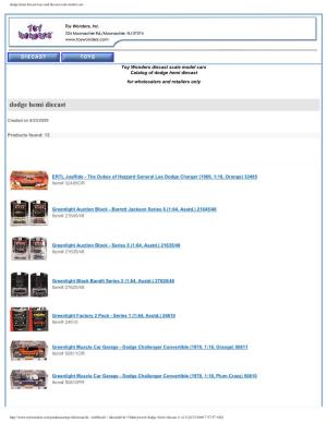 Dodge Hemi Diecast Toys and Diecast Scale Model Cars