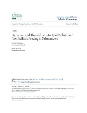 Dynamics and Thermal Sensitivity of Ballistic and Non-Ballistic Feeding in Salamanders Stephen M, Deban University of South Florida