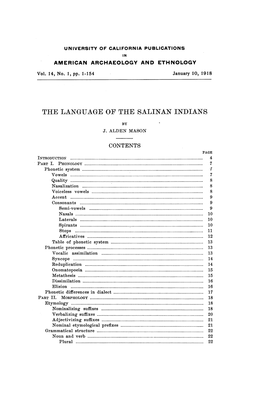 THE LANGUAGE OFTHE SALINAN INDIANS Nominalizing Suffixes