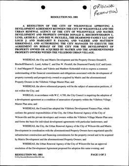 Resolution No. 1881 a Resolution of the City Of