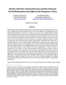 Smoke with Fire: Financial Crises and the Demand for Parliamentary Oversight in the European Union