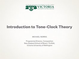 MMASS Lecture 1 — Tone-Clock Theory.Key