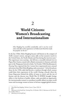 World Citizens: Women’S Broadcasting and Internationalism