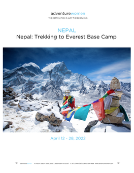 NEPAL Nepal: Trekking to Everest Base Camp