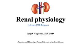 Renal Physiology Advanced MD Program