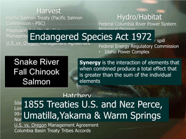 Endangered Species Act 1972 1855 Treaties U.S. and Nez Perce