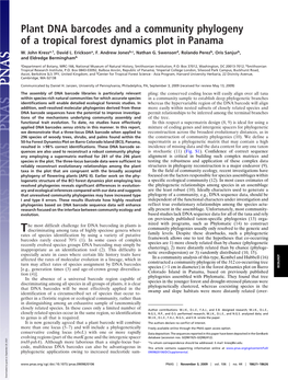 Plant DNA Barcodes and a Community Phylogeny of a Tropical Forest Dynamics Plot in Panama