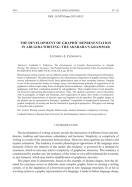 The Development of Graphic Representation in Abugida Writing: the Akshara’S Grammar