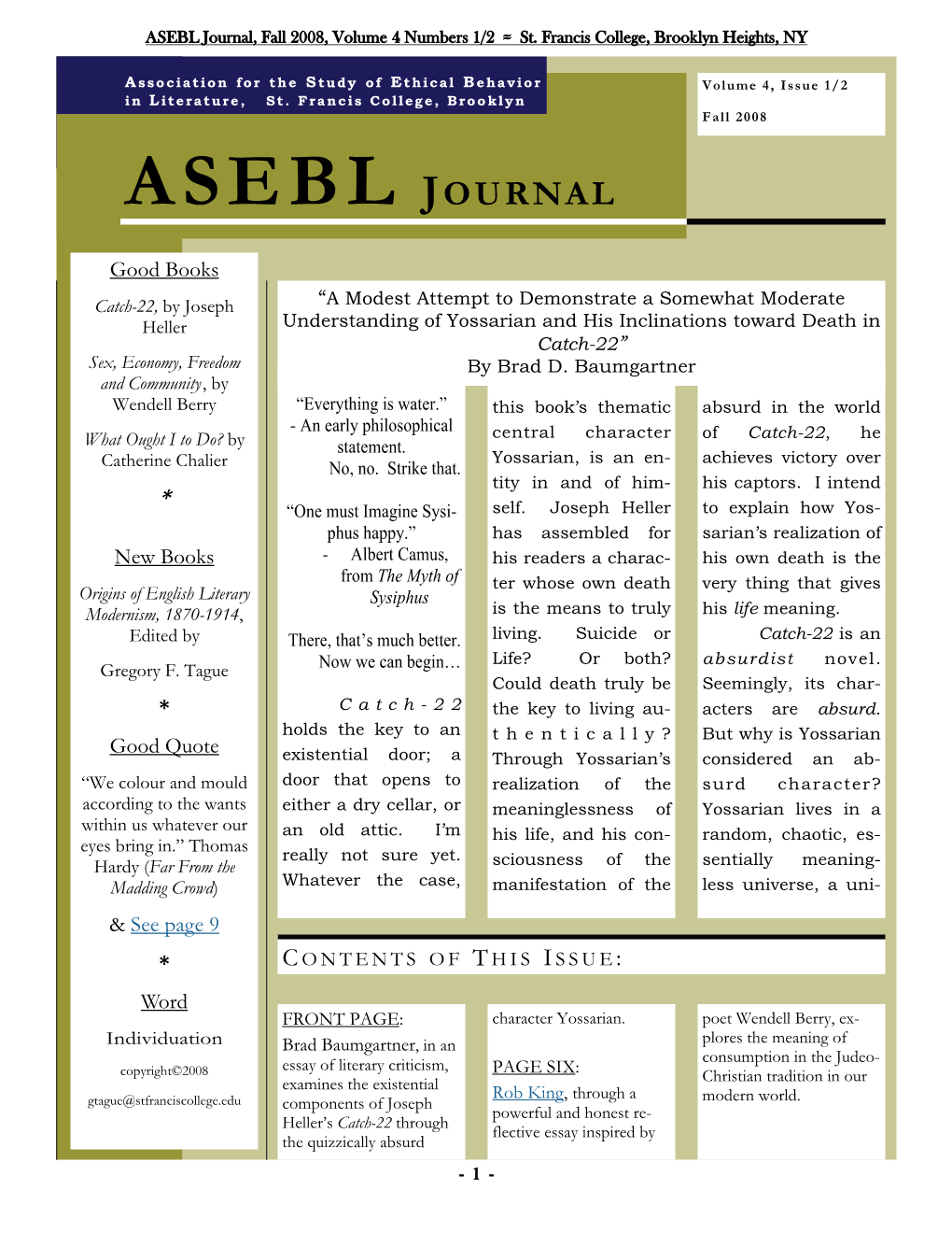 ASEBL Journal Vol 4 No 1 Fall 2008