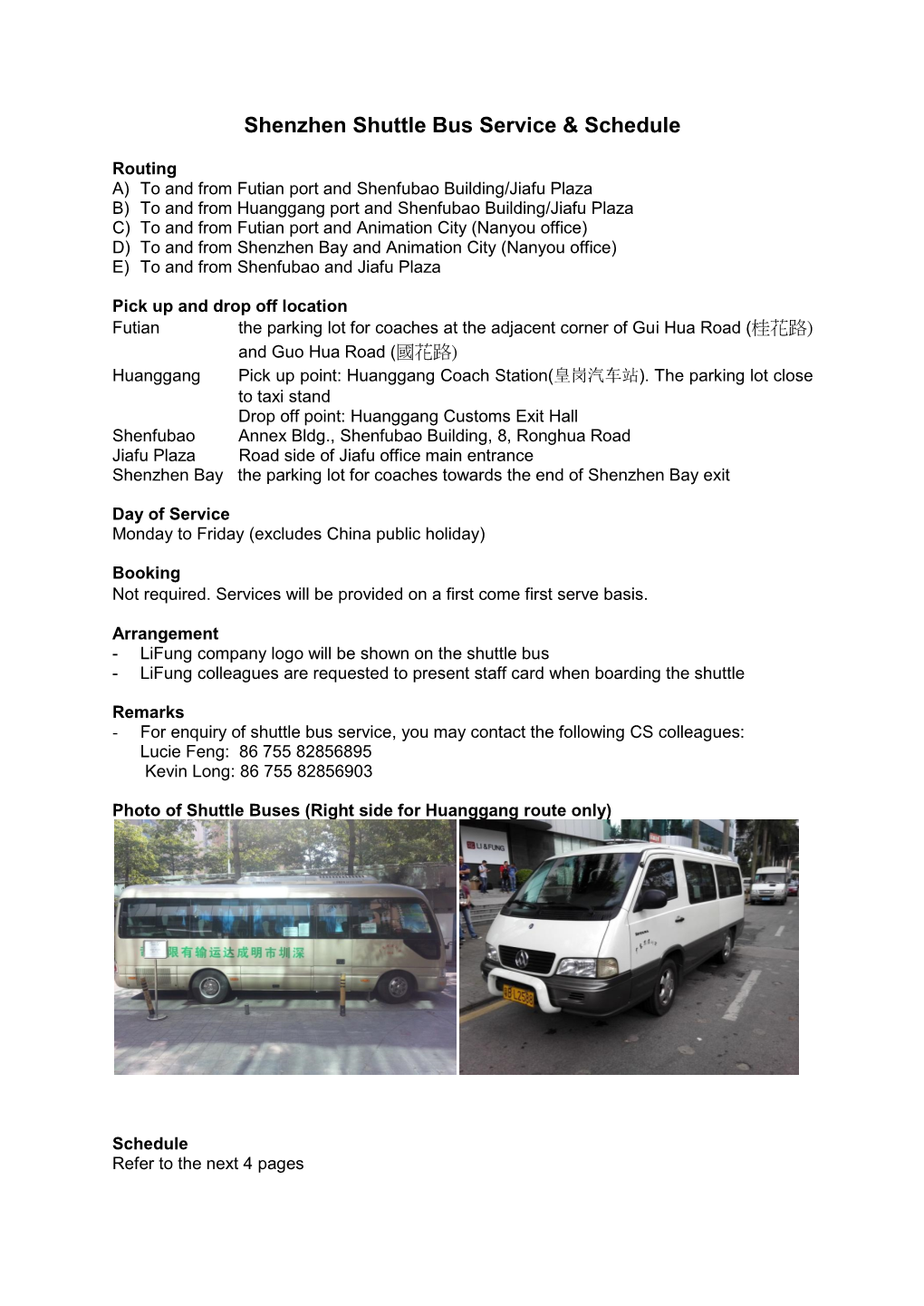 Shenzhen Shuttle Bus Service & Schedule