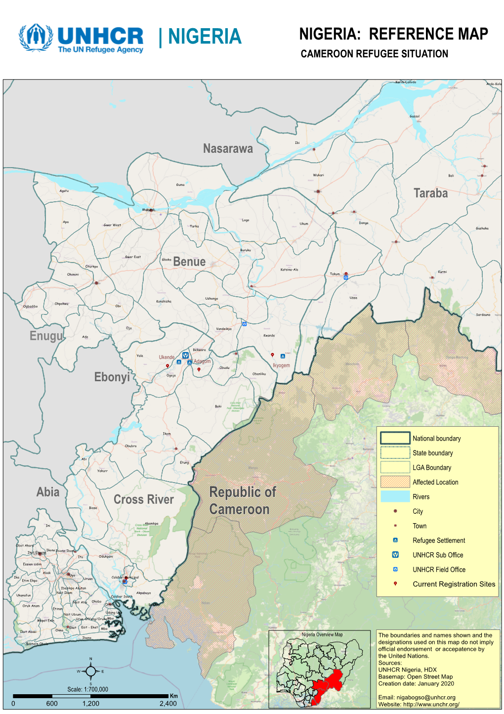 NIGERIA: REFERENCE MAP CAMEROON REFUGEE SITUATION Plateau Karim-Lamido Ardo-Kola